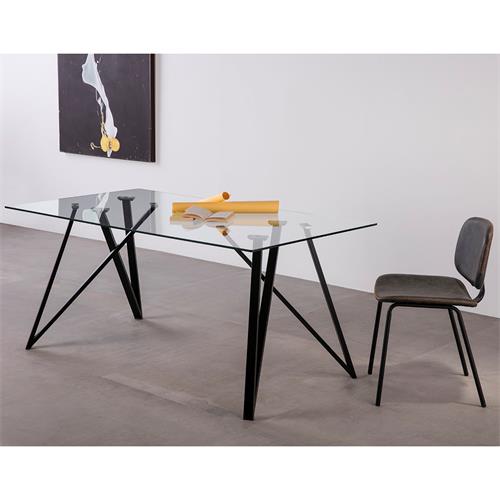 GAIA MESA RECT. 160CM PIE NEGRO/CRISTAL