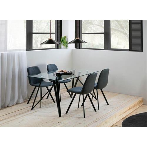 GAIA MESA RECT. 160CM PIE NEGRO/CRISTAL