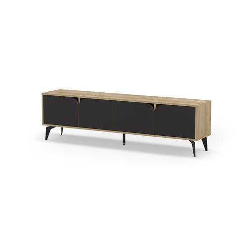 NOLA MUEBLE TV 4P 180cm ROBLE/NEGRO SILKY