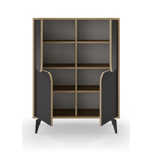 NOLA MUEBLE AUX. ALTO 4P 90cm ROBLE/NEGRO SILKY PA