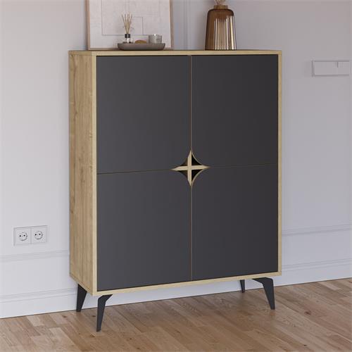 NOLA MUEBLE AUX. ALTO 4P 90cm ROBLE/NEGRO SILKY PA