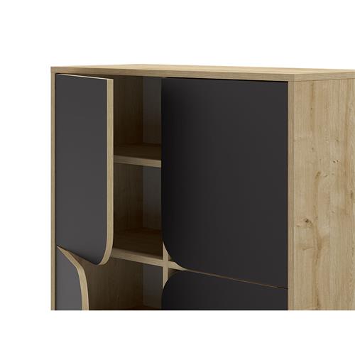 NOLA MUEBLE AUX. ALTO 4P 90cm ROBLE/NEGRO SILKY PA