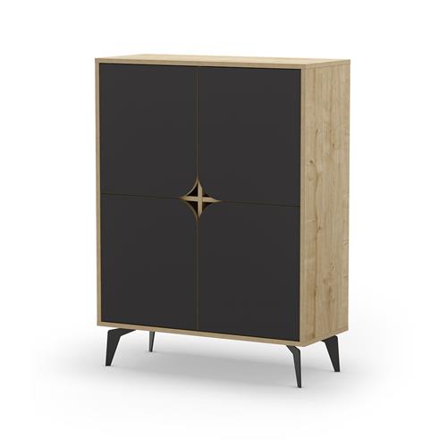 NOLA MUEBLE AUX. ALTO 4P 90cm ROBLE/NEGRO SILKY PA