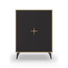 NOLA MUEBLE AUX. ALTO 4P 90cm ROBLE/NEGRO SILKY PA 2