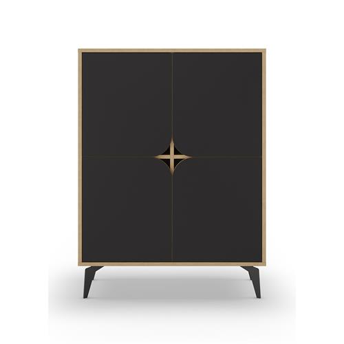 NOLA MUEBLE AUX. ALTO 4P 90cm ROBLE/NEGRO SILKY PA