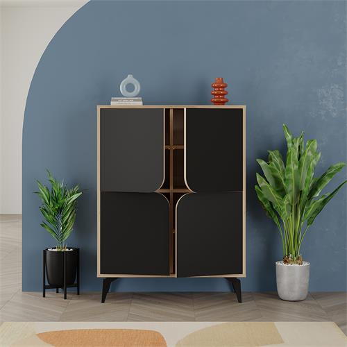 NOLA MUEBLE AUX. ALTO 4P 90cm ROBLE/NEGRO SILKY PA