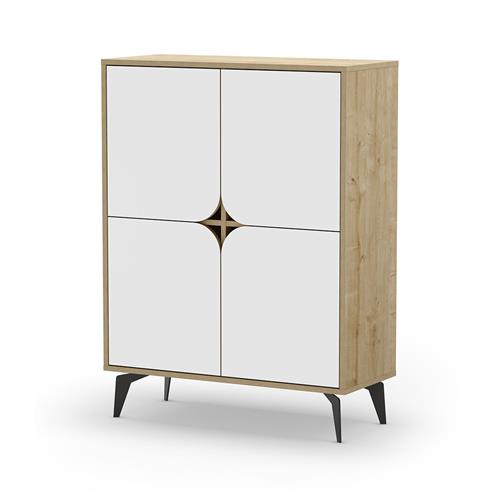 NOLA MUEBLE AUX. ALTO 4P 90cm ROBLE/BLANCO/PATA ME