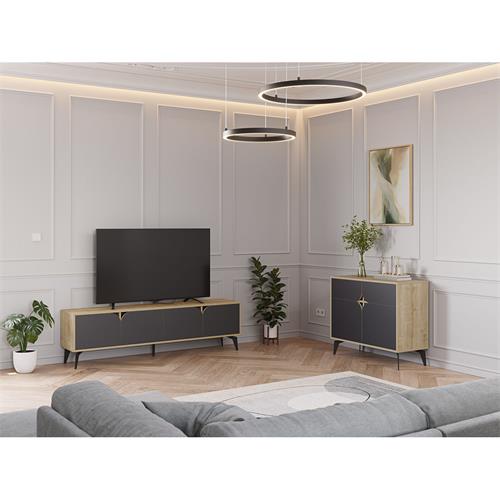 NOLA MUEBLE AUX. 2P 95cm ROBLE/NEGRO SILKY PATA ME