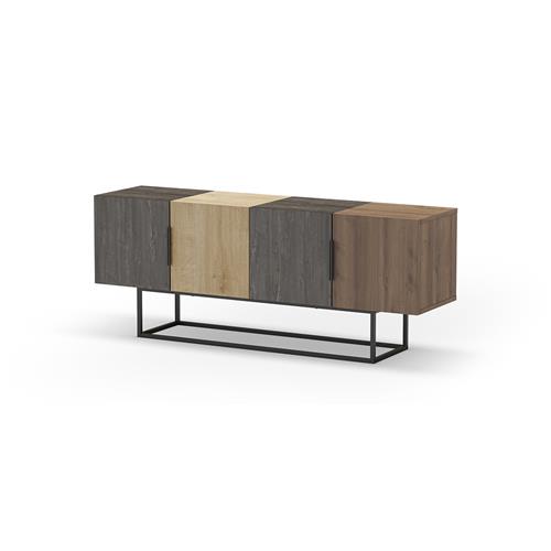 TITAN MUEBLE TV 4P 140cm MARRON OSCURO/ROBLE/NOGAL