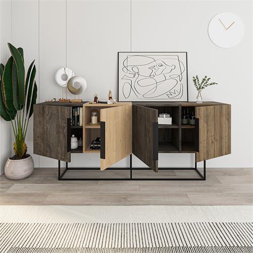TITAN APARADOR 4P 200cm MARRON OSC/ROBLE/NOGAL