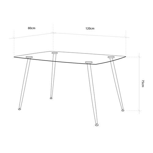 SWEEDEN MESA 120x80 TAPA CRISTAL P/NEGRA