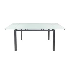 AR1423 MESA COCINA EXT. CRISTAL BLANCO P/PLATA
