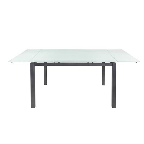 AR1423 MESA COCINA EXT. CRISTAL BLANCO P/PLATA