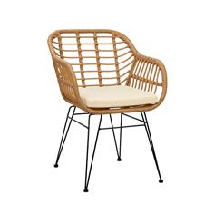 SPARK SILLA PE RATTAN C/NATURAL P/MET. NEGRA COJIN
