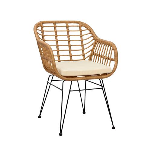 SPARK SILLA PE RATTAN C/NATURAL P/MET. NEGRA COJIN