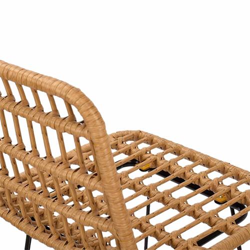 SNAKE TABURETE PE RATTAN C/NATURAL P/MET. NEGRA